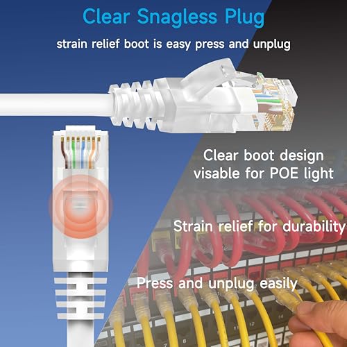 Image of Cat6 Ethernet Patch Cable 3 ft (10 Pack), Cat6 Patch Cable for Data Centers, Cat 6 Patch Cable 10G, Network Patch Cables for Home and Enterprise Network -White