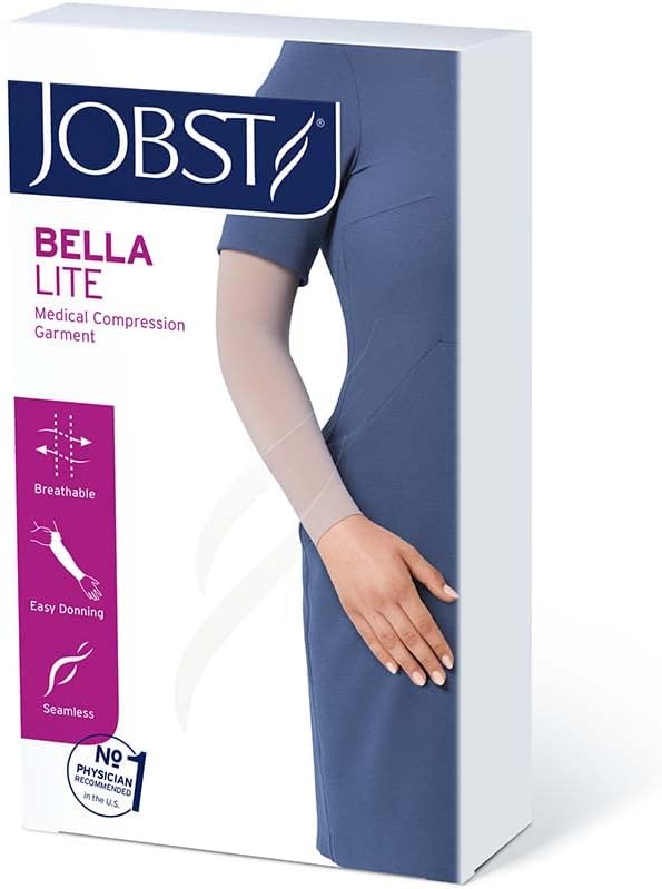 JOBST Bella Lite Compression Sleeves, 15-20 mmHg, Combined Armsleeve & Gauntlet, Beige - Choose Your Size