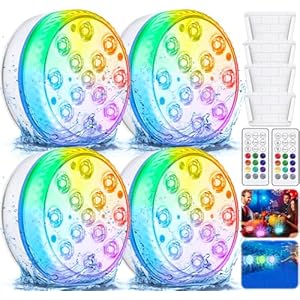 Amzeeniu Unterwasser Licht,13 LED Poolbeleuchtung Unterwasser Beleuchtung Wasserdichte RGB Multi Farbwechsel Pool mit Fernbedienung,IP68 Dekolichter für Spa Badewanne Aquarium,Brunnen