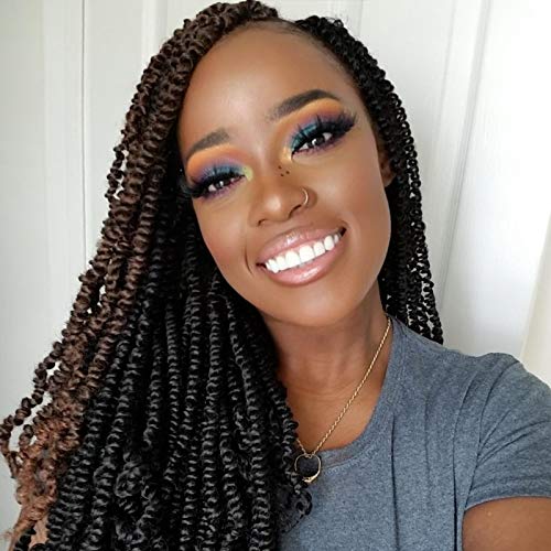 TOYOTRESS Spring Twist Hair 14 inch-4pcs, Ombre Brown Synthetic Crochet Braids Braiding Hair Extensions (14 inch, T30)