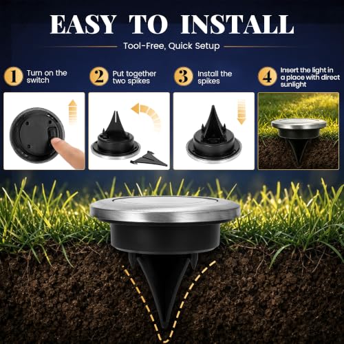 SOLPEX 10 Pack Small Solar Ground Lights, Pathway Lights Cool White - image 7