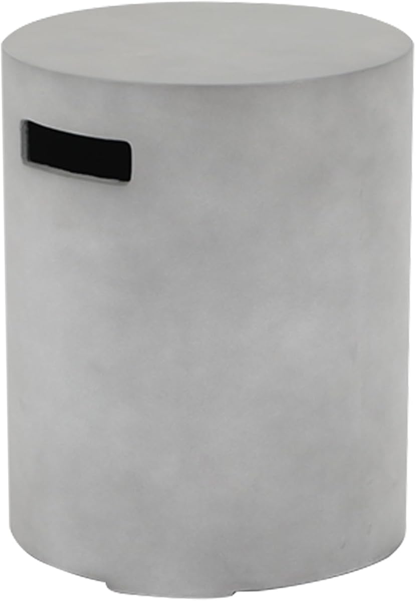 Propane Tank Cover Table, 20 LB Concrete Tank Storage Box, Modern Outdoor Gas Tank Covers Hideaway Table for Propane Fire Pit and Gas, Round Tank Holder with Handles (Gray) φ16 X 20inch