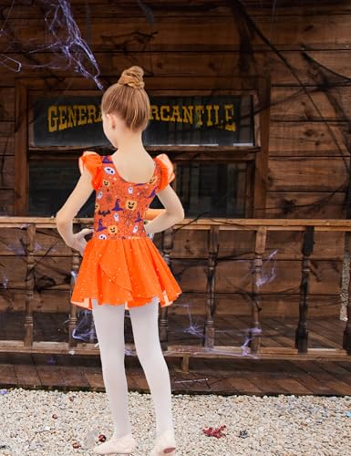 Image of Arshiner Girls Ruffle Sleeve Ballet Dance Dress Tutu Skirted Leotard