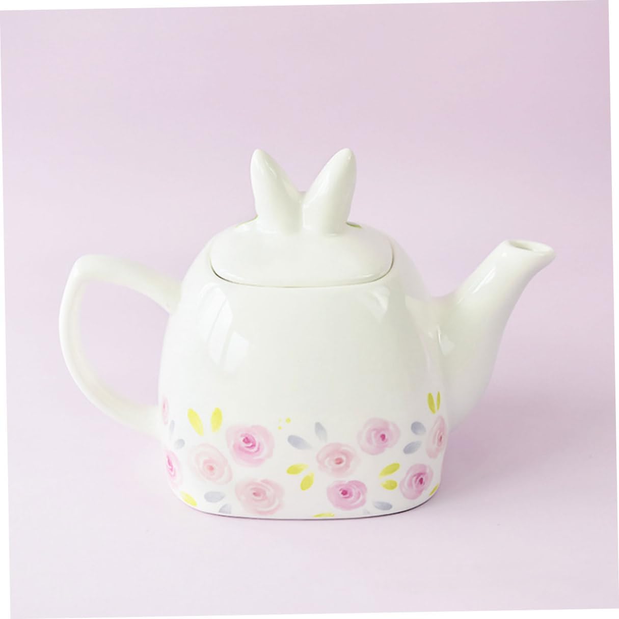 Ceramic Teapot Easter Bunny Flower Embossed Heat-resistant Tea Holder for Adults Spring Tea Pot Coffee Server