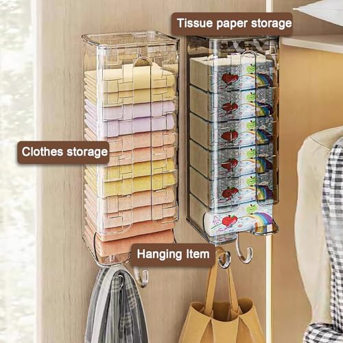 JEPELUS-2Pcs-Sock-and-Underwear-Organizer-Wall-Mount-Clear-Storage-Box-Thickened-Plastic-Lidded-Design-Space-Saving-Hanging-Organizer-for-Closet-Cabinet-Bathroom-Bedroom-Wardrobe-Clothes-Tie