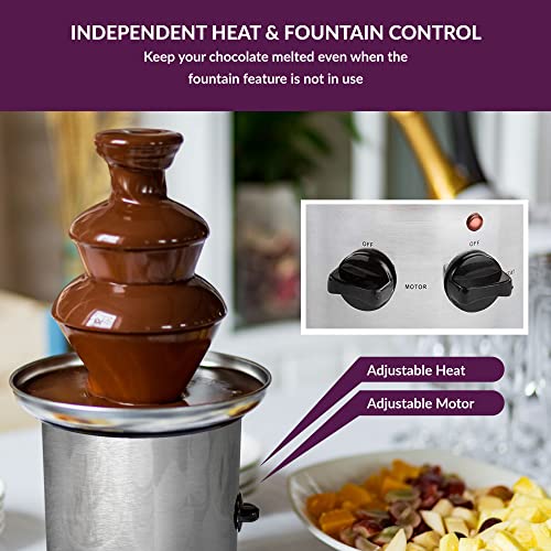 Andrew James Chocolate Fountain with 8 Skewers | 3 Tiers Fondue Set with Extra Deep Drip Tray | Electric Fondue Set Great for Parties and Entertaining | 1 L Capacity Chocolate Fountains - Image 6
