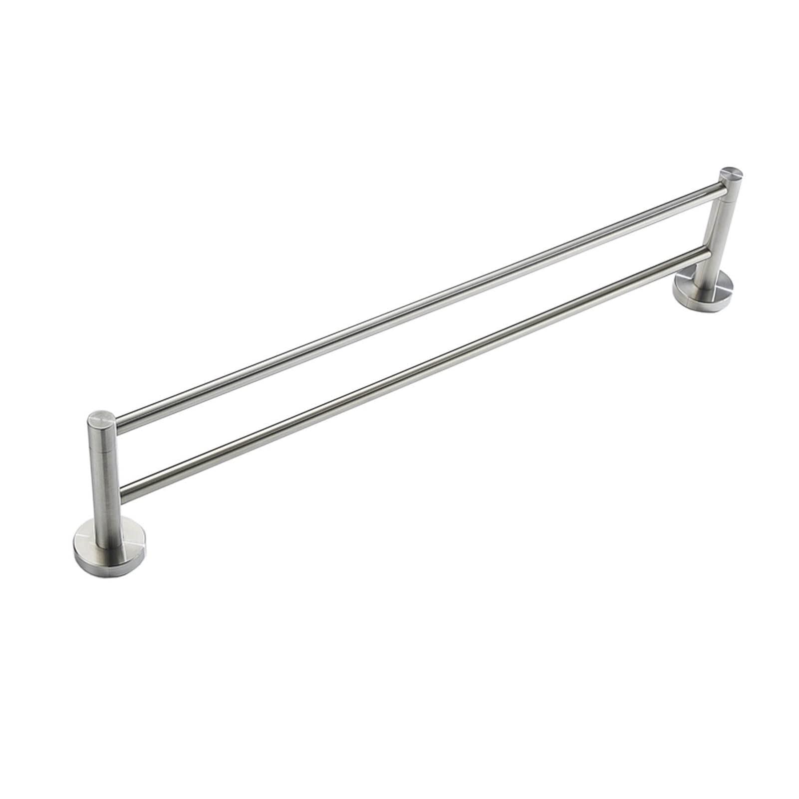 LMYSXAOZ Double Towel Rails 40-100cm Wall Mounted Dual Rod Shelf Bar Rack Stainless Steel Holder Round Base for Kitchen Bathroom Toilet Hotel (Size : 100CM)