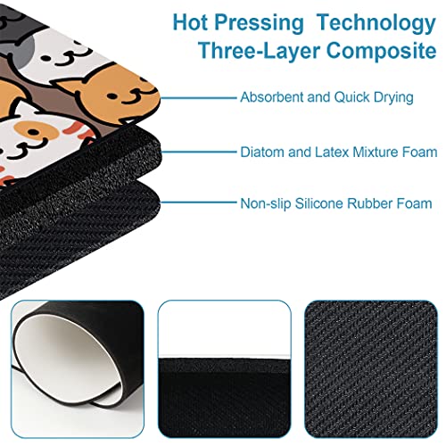 YISUMEI Cute Cartoon Cat Bathroom Mat, Non-Slip Super Absorption Bath Carpet with Rubber Backing - Image 4