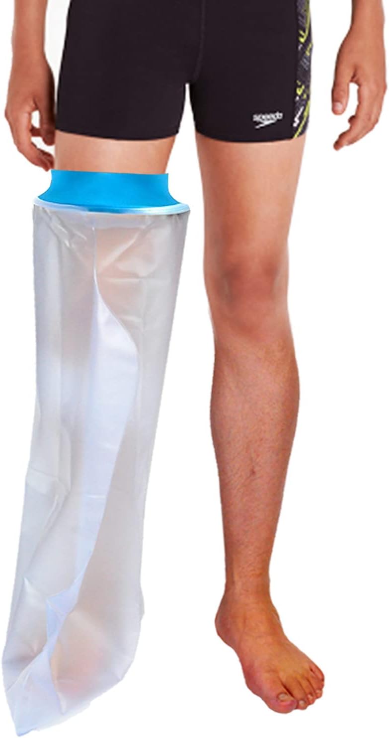 (Upgraded Leg Cast Cover) - Waterproof Leg Cast Cover for Shower, Adult Full Leg Cast Shower Protector, Watertight Shower Bandage Wound Protector for Broken Leg, Knee, Foot, Ankle Wound, Burns Reus...