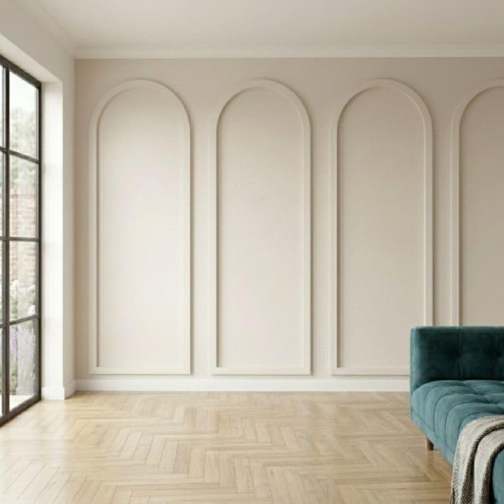 Arch Wall Panelling Kit, Decorative MDF Arched Moulding System for Feature Walls | 4cm Wide, 6mm Thick, 230cm Tall | Includes 1 Adhesive for Each Pack (Pack of 4)