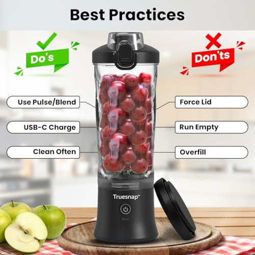 Image of BLITZ Portable Blender 600ml for Smoothies Shakes & Juices | USB-C Rechargeable Juicer Mixer Grinder with 230W Motor 6 Blade System & 4000mAh Battery | Leakproof Travel Blender | Black