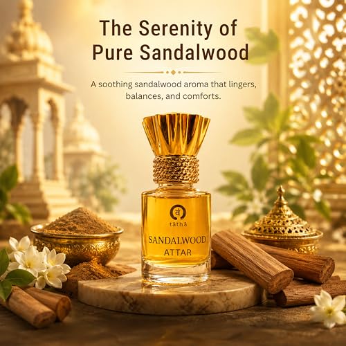 Image of Tatha Pure Sandalwood Attar 6 ML For Men & Women | Original Roll On Attar With Long Lasting And Chandan Fragrance