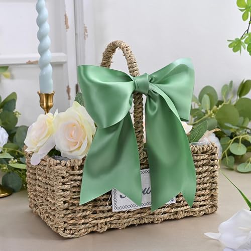 Image of Sage Green Satin Ribbon 4 inch X 15 Yards Polyester Ribbon for Gift Wrapping Very Suitable for Weddings Party Hair Bow Invitation Decorations and More