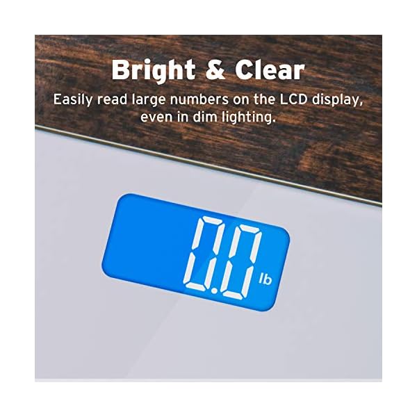 Etekcity Scale for Body Weight, Digital Bathroom Weighing Machine for People, Large and Easy-to-Read Backlight Display, Accurate with High Precision Measurements, Durable Tempered Glass, 400 lbs