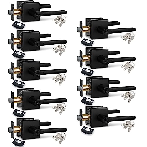 Image of NEWBANG (9Pack) Different Key Entry Lever Lock in Venetian Matt Black for Exterior Door
