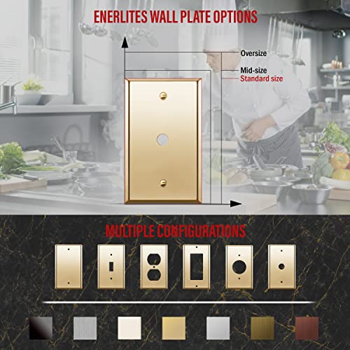 Image of ENERLITES 0.406 inch Diameter Hole Phone Cable Metal Wall Plate Polished Brass