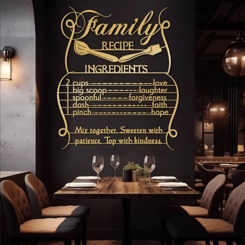 Family Recipe Metal Wall Art, Kitchen Metal Wall Decor, Funny