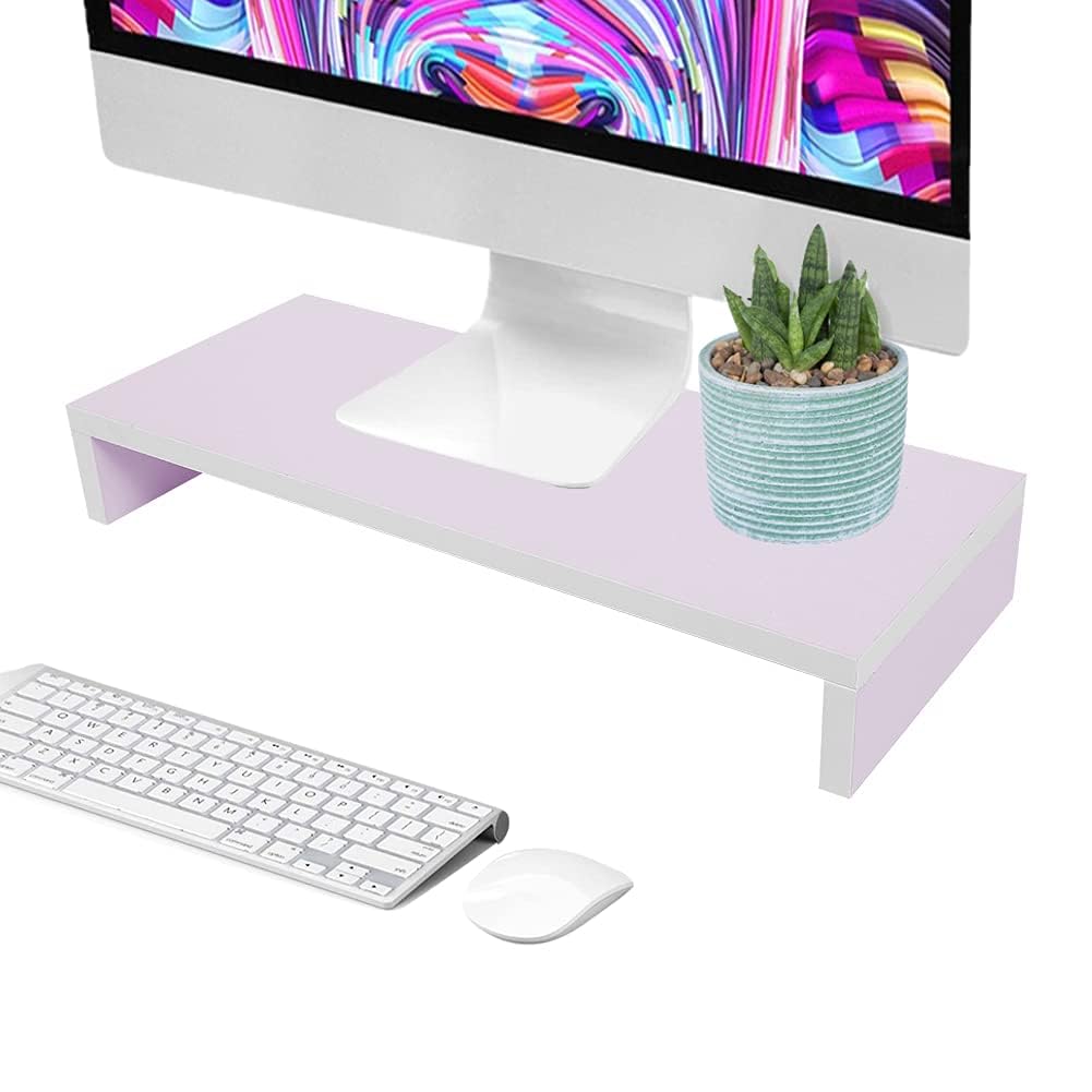 Ejoyous Soporte elevador para monitor de madera simple, 1 nivel, soporte para ordenador portátil, estante de 50x20x7.7 cm, para monitor de ordenador, color negro/blanco/madera