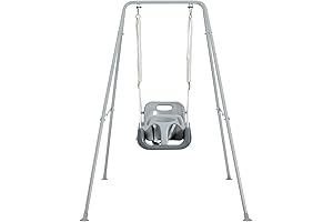 FUNLIO 3-in-1 Outdoor Baby Swing Set with Foldable Metal Stand