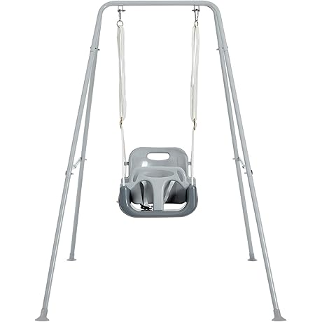 FUNLIO 3-in-1 Outdoor Baby Swing Set with Foldable Metal Stand