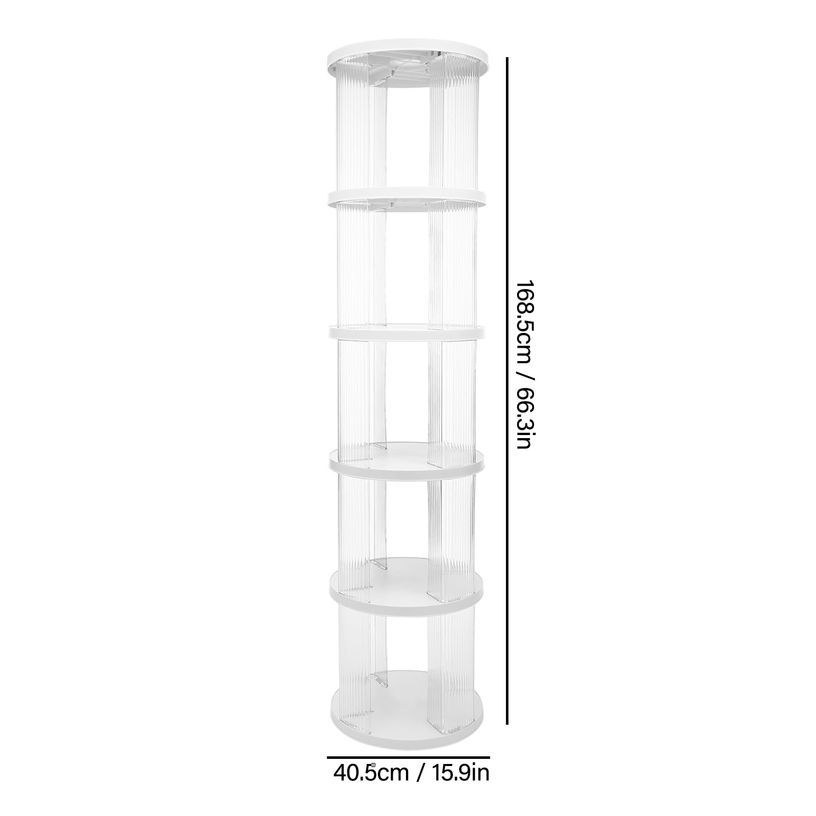 Libreria girevole moderna a 360°, libreria a 5 livelli, per studio, dormitorio, caffè, tè, bianco, 40,5 x 168,5 cm