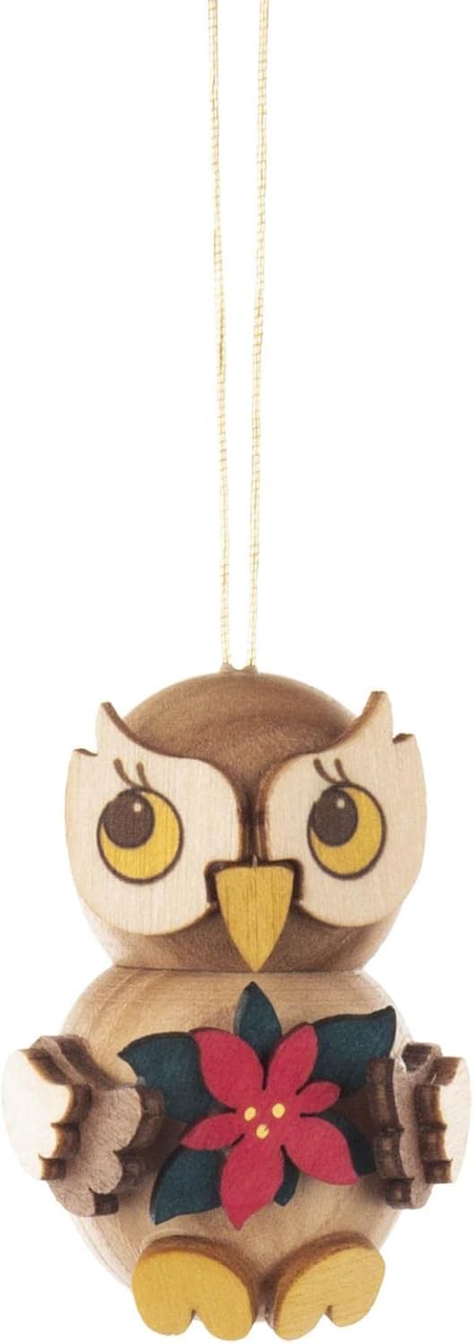 Rudolphs Schatzkiste Owl Child Tree Decoration with Poinsettia Height 4 cm