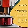 Crock-Pot Large 7 Quart Capacity طعام كهربائي متعدد الاستخدامات طباخ بطيء المنزل الطبخ جهاز المطبخ مع وعاء سيراميك قابل للإزالة ، أحمر