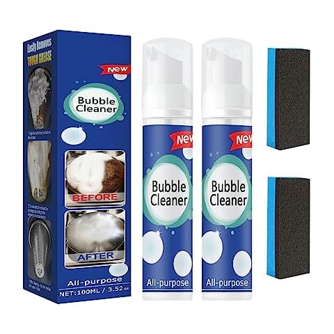 CROOT 2PCS Bubble Cleaner Foam，All-Purpose Bubble Cleaner Spray, Foam Cleaner All Purpose Heavy Duty, Kitchen Bubble Cleaner Spray with 2 Brush Cover