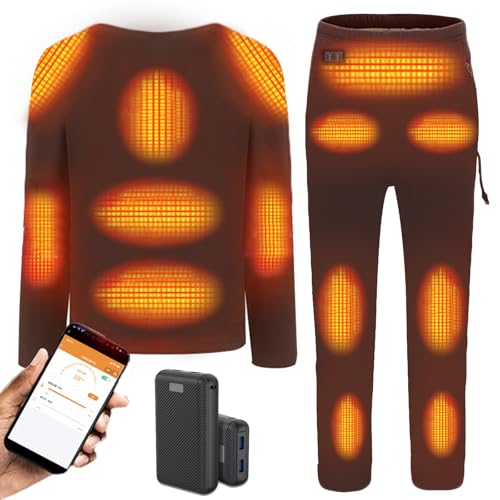TOVCHEI Heated Underwear Set Long Johns Thermal Underwear for Men And Women App Control 22 Zones Heating,Men black,M