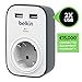 Belkin BSV103 SurgeCube - Protección contra sobretensiones con un zócalo y 2...