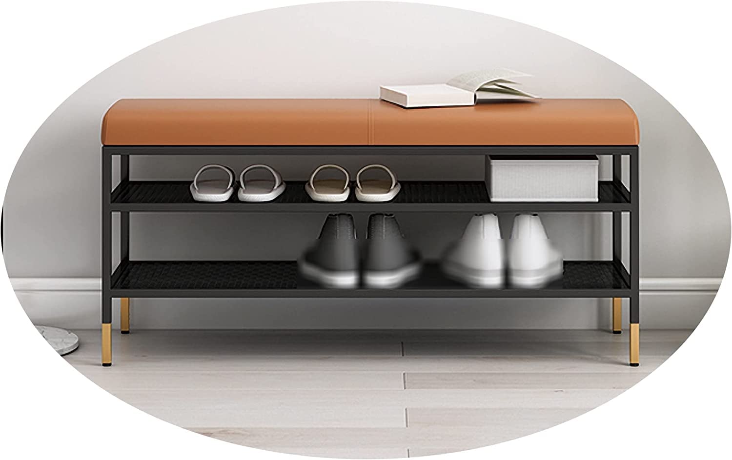Tabouret à langer les chaussures avec coussin en cuir confortable
