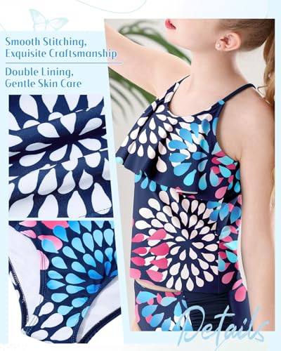 Image of Century Star Girls Flounce Tankini 2 Piece Bathing Suit | Cute swimwear set with a stylish flounce top,Comfortable fit, perfect for girls' summer beach vacations