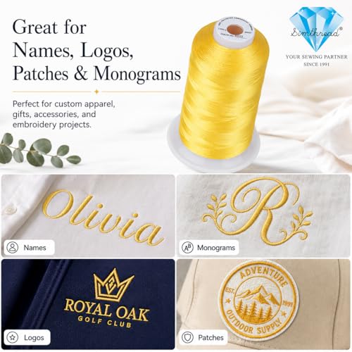 Image of Simthread 5500Yds /5000M 40WT Polyester Embroidery Thread Sun Flower S023 | High-yardage 5000M spool offers smooth feeding and stable 40WT polyester thread for home and commercial embroidery machines.