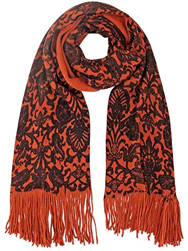 Luxury Divas Victorian Damask Print Long Knit Scarf