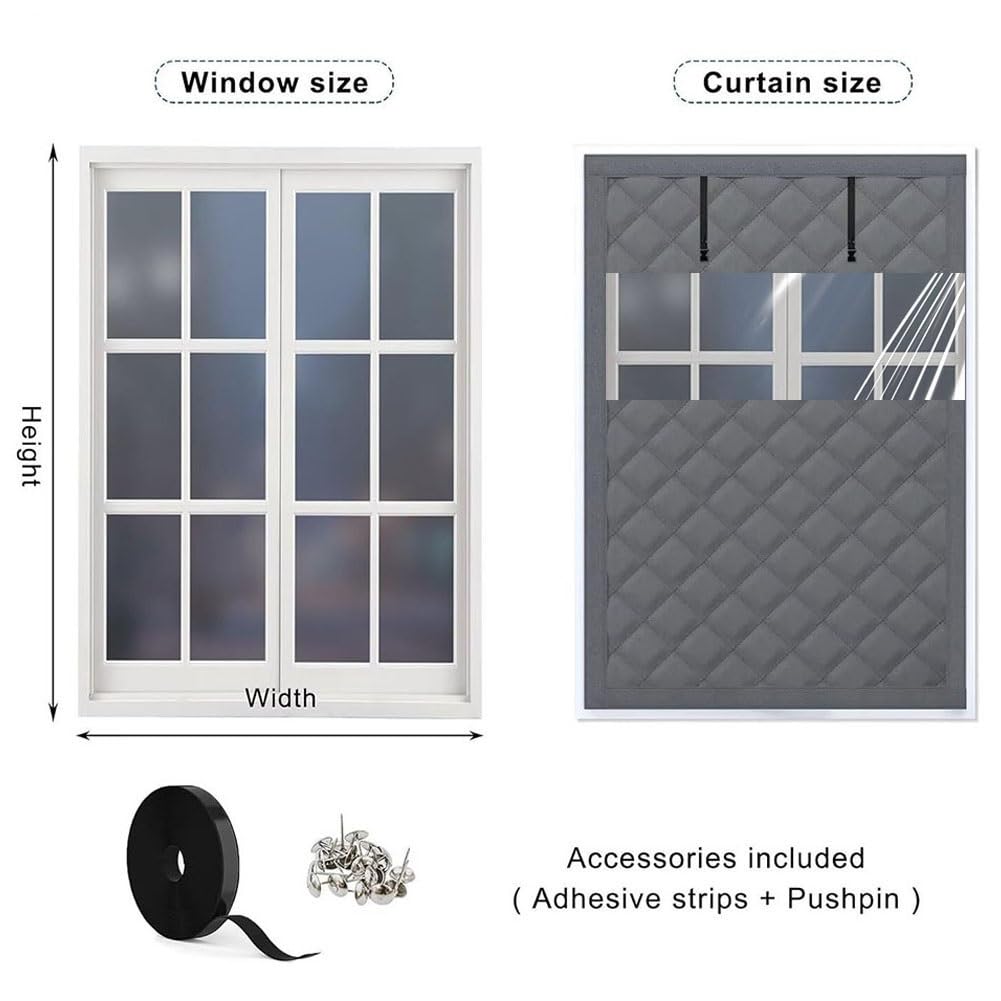 Isolierfolie Fenster Winter,Thermo Fensterabdeckung,Fensterisolierungsset Gegen Kälte,Wärmeschutzvorhang Fenster für Wohnzimmer,Schlafzimmer(Brown,150x290 cm)
