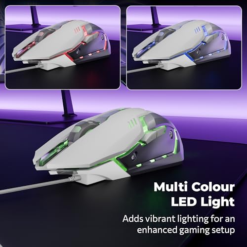 Image of Zebronics-Transformer-M with a High-Performance Gold-Plated USB Mouse: 6 Buttons, Multi-Color LED Lights,High-Resolution Sensor with max 3600 DPI, and DPI Switch(White)
