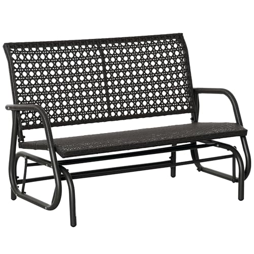 Outsunny Polyrattan Schaukelstuhl 2-Sitzer Gartenbank mit Rückenlehne...