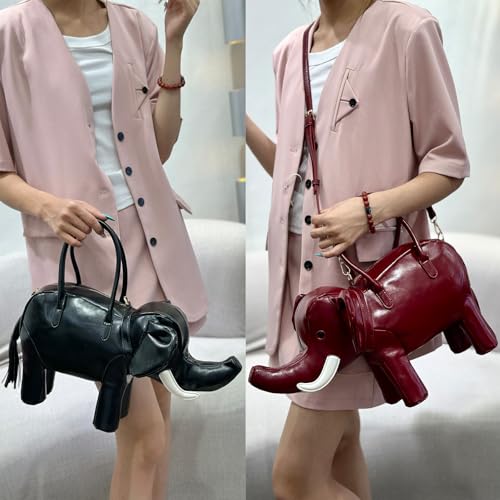 Image of Women PU Leather Unique Novelty 3D Elephant Shaped Handbag Purse Crossbody Shoulder Bag