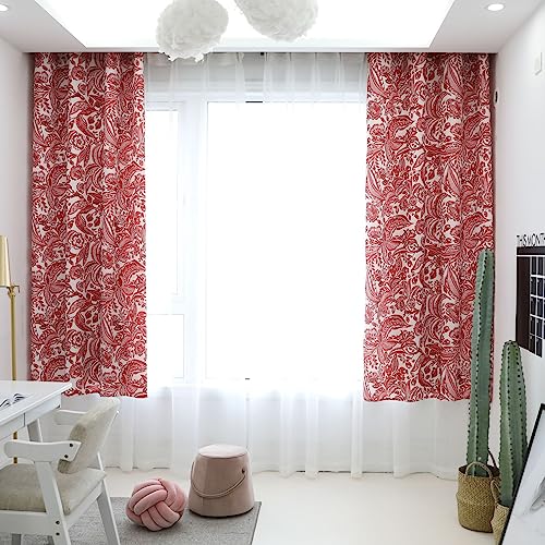 Rideaux coton polyester de qualité supérieure rouge à oeillets 280x215