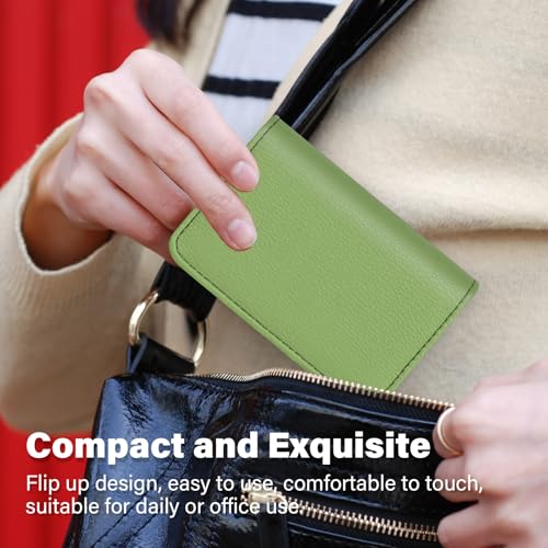 Image of Business Card Holder，PU Leather Business Card Case Color Printing Pattern Card Holder Wallet，Pockets Magnetic Credit Card Holders for Men and Women - Banana Green