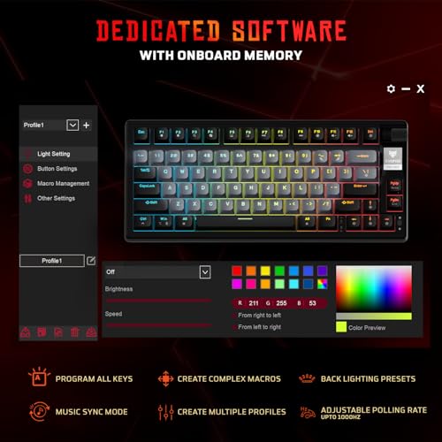 Image of EvoFox Ronin Wired Mechanical Gaming Keyboard | 9 Layer Gasket Sound Dampening Design, Outemu Red Silent Switches, Hot Swappable, Per-Key RGB, nKey Rollover, Volume Knob | Windows Software (Black)