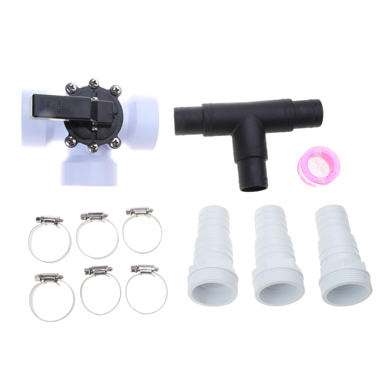 Adaptador de manguera hembra de 3 vías con abrazaderas de manguera para desviador de piscina de jardín
