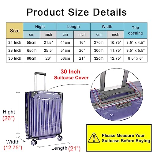 Cosmos 1 Pc Luggage Cover Clear PVC Suitcase Cover Protector Travel Luggage Transparent Protective Cover Waterproof and Dustproof Luggage Suitcase Protector for Women and Men (30 Inch)2