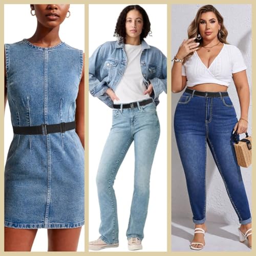 4pcs No Show Invisible Belt for Women,Invisible Elastic Web Strap Belt with Flat Buckle for Jeans Pants Dresses2