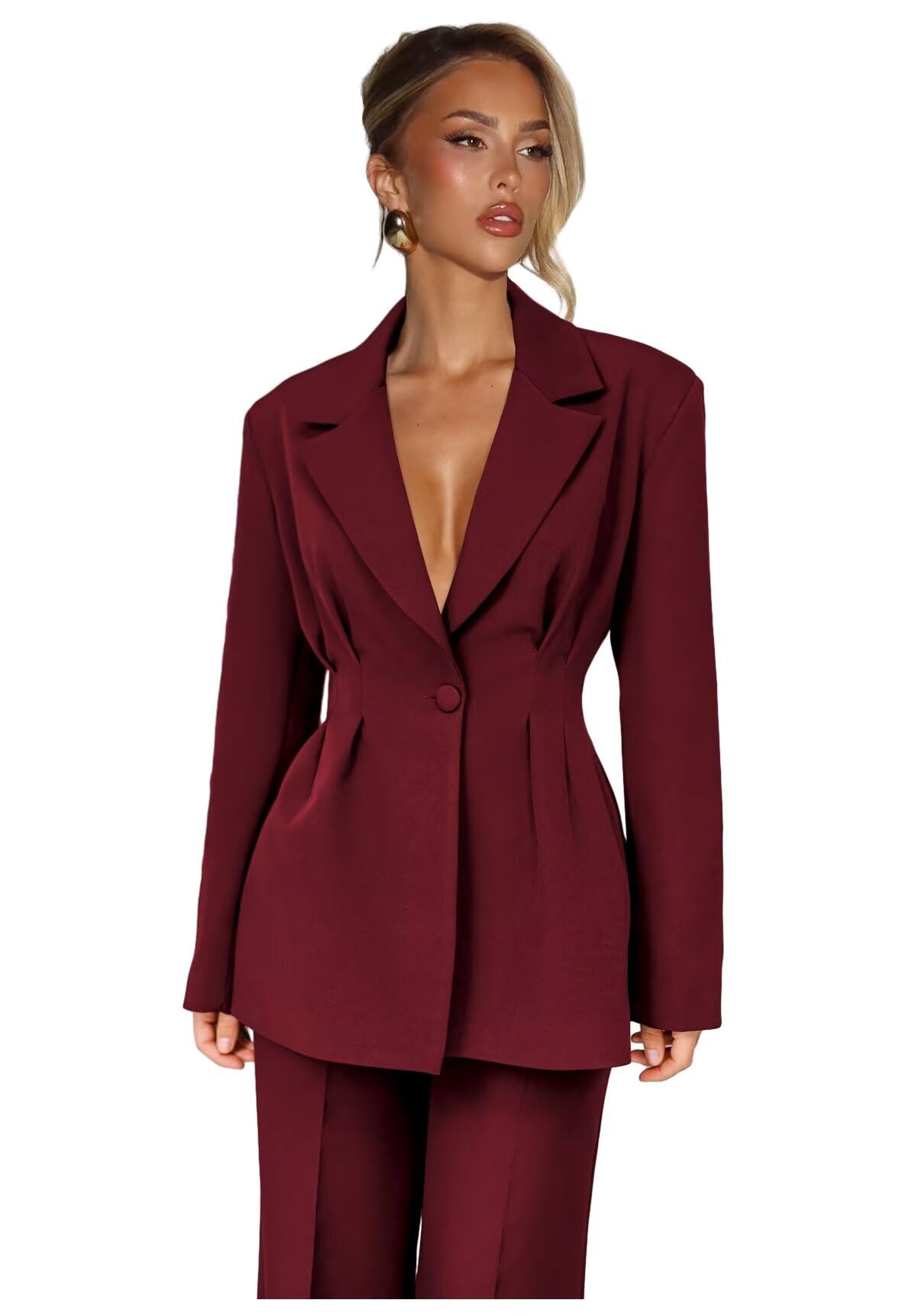 Suits for Women 2 Piece Notch Lapel Regular Fit Pant Suits for Women Dressy Wide Leg Womens Suit