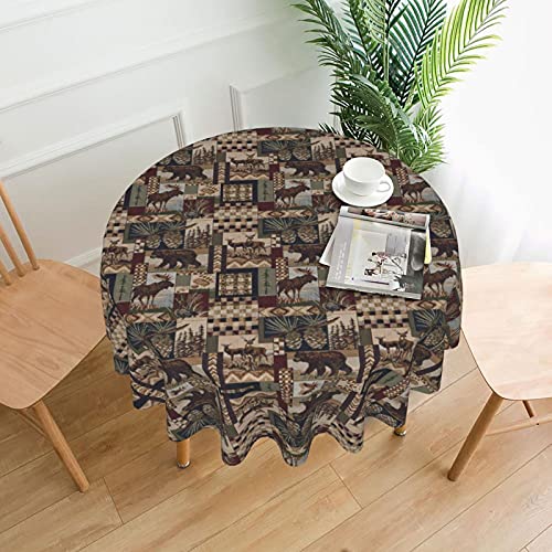 Ewmar Rustic Lodge Bear Round Table Cloth Can Be Washed Polyester Round Table Cloth, Which Is Very Suitable For Buffet Tables, Parties And Picnics - 60 In #TOP26