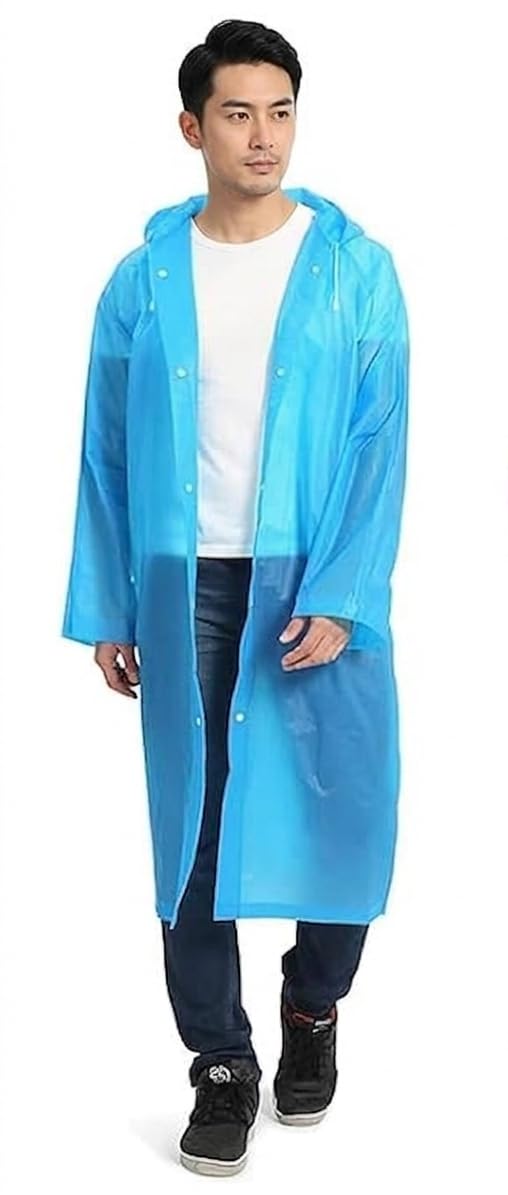 Reusable Rain Coat for Adults, Waterproof Raincoats with Drawstring Hood & Snap Buttons, Lightweight Portable Rain Gear Jackets for Camping, Hiking, Men & Women (MULTICOLOR- 1 PC)-image-16