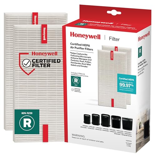 Image of Honeywell HEPA Air Purifier Filter R, 2-Pack for HPA 100 /200 /300 and 5000 Series - Airborne Allergen Air Filter Targets Wildfire /Smoke, Pollen, Pet Dander, and Dus