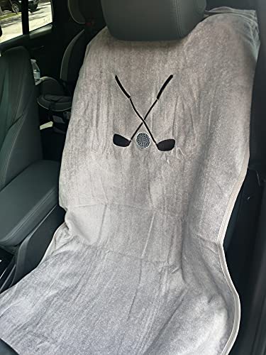 Seat Armour Downard Automotive - Golf Clubs & Ball Logo Seat Towel/Cover - Gray 100Percentage Cotton Terry Velour - Use As Seat Cover & Extra Golf Towel If Needed #TOP26