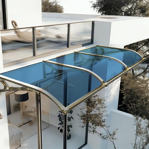 Genérico Toldo Transparente para Exteriores - Toldo para Puerta Exterior - Cubierta de Entrada de policarbonato con Soportes de Aluminio para protección contra la Lluvia, la Nieve y los Rayos UV - AZ